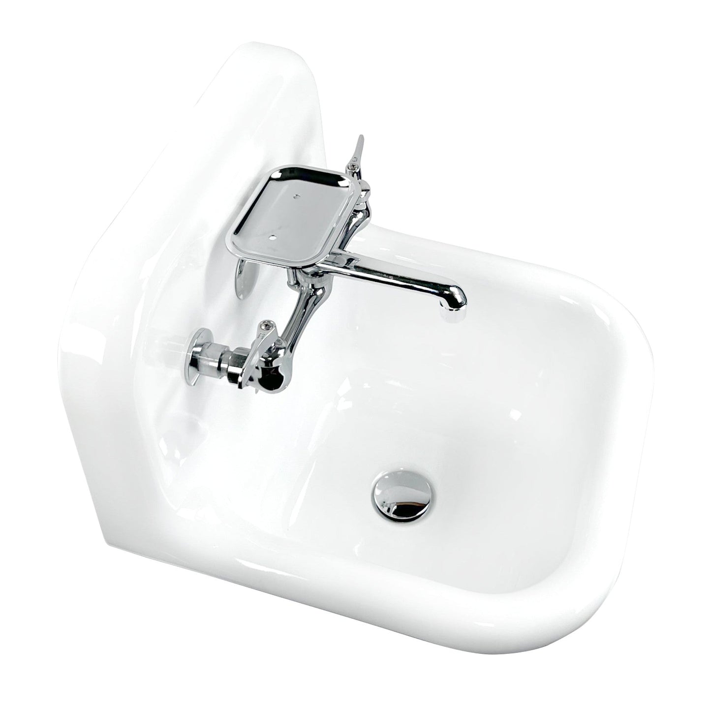 Nantucket Sinks Victorian Collection 17" Irregular Wall-Mounted Glazed White & Matte Black Fireclay Single Bowl Bathroom Sink With Chrome Accessories Set