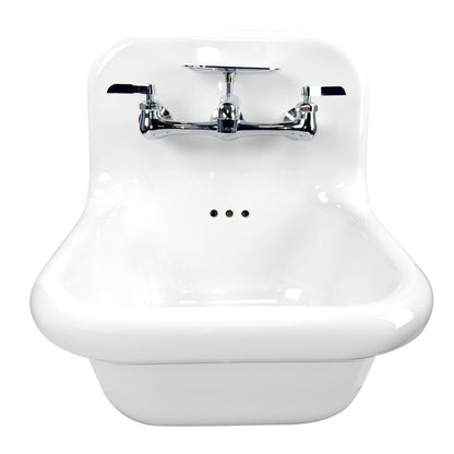 Nantucket Sinks Victorian Collection 17" Irregular Wall-Mounted Glazed White & Matte Black Fireclay Single Bowl Bathroom Sink With Chrome Accessories Set