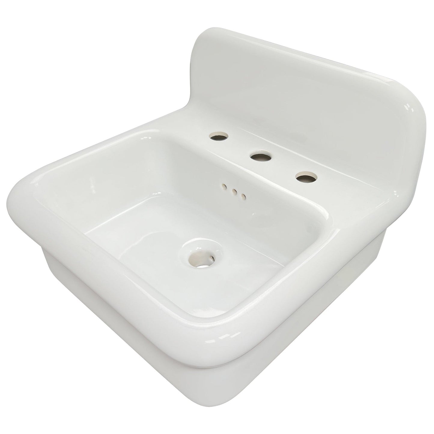 Nantucket Sinks Victorian Collection 20" Irregular Wall-Mounted Glazed White Fireclay Single Bowl Bathroom Sink