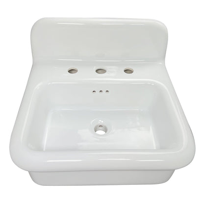 Nantucket Sinks Victorian Collection 20" Irregular Wall-Mounted Glazed White Fireclay Single Bowl Bathroom Sink