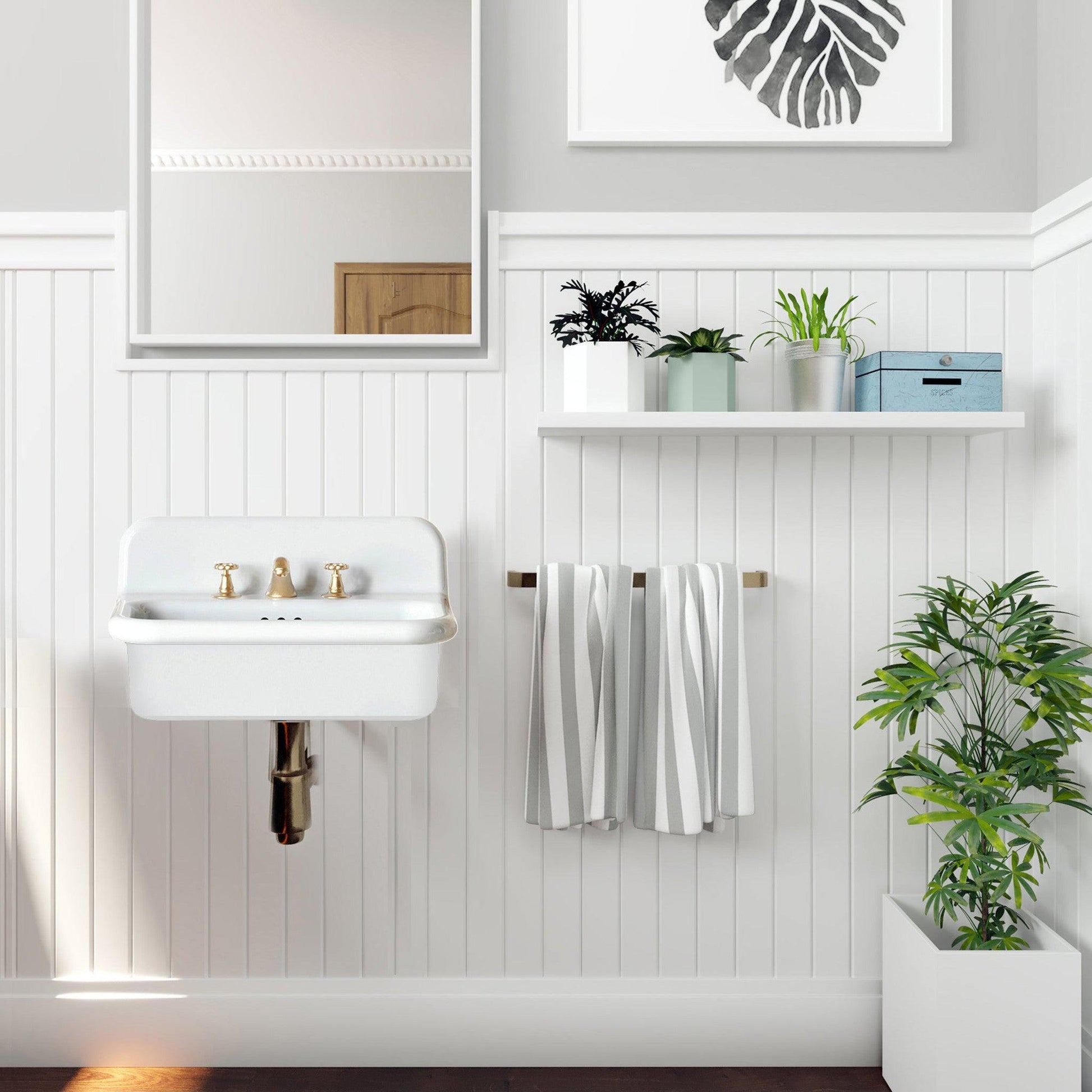 Nantucket Sinks Victorian Collection 20" Irregular Wall-Mounted Glazed White Fireclay Single Bowl Bathroom Sink