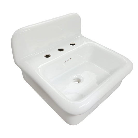 Nantucket Sinks Victorian Collection 20" Irregular Wall-Mounted Glazed White Fireclay Single Bowl Bathroom Sink