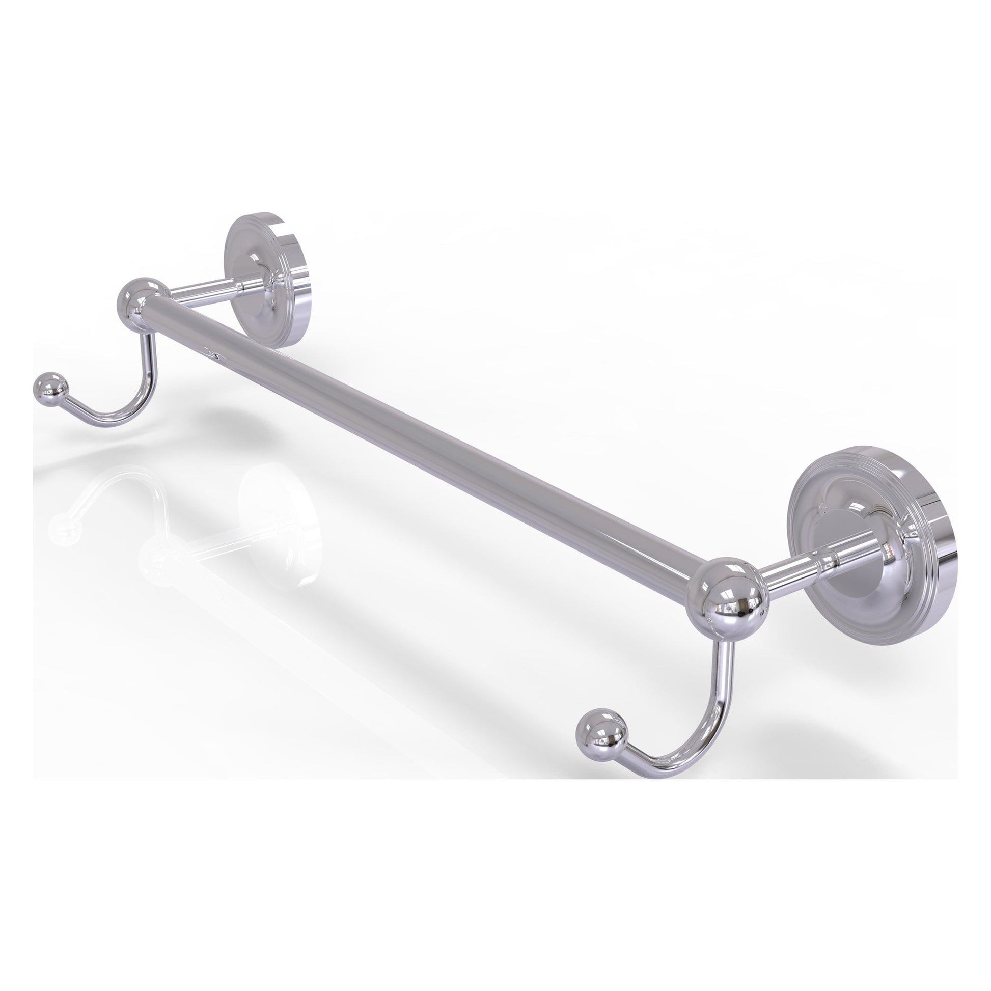 Allied Brass Prestige Regal 26.25" x 6" Polished Chrome Solid Brass 24-Inch Towel Bar With Integrated Hooks