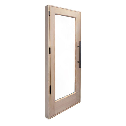 PROSAUNAS 24" x 70" Pre-hung Natural Douglas Fir Sauna Door With Dual-Pane Insulated Clear Glass, Right Self-Closing Metal Hinges, Hemlock Jamb