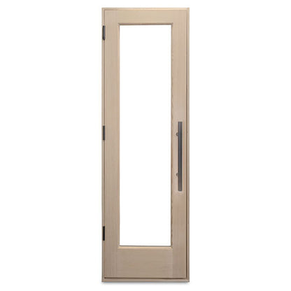 PROSAUNAS 24" x 80" Pre-hung Natural Douglas Fir Sauna Door With Dual-Pane Insulated Clear Glass, Left Self-Closing Metal Hinges, Hemlock Jamb