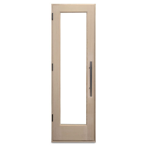 PROSAUNAS 24" x 80" Pre-hung Natural Douglas Fir Sauna Door With Dual-Pane Insulated Clear Glass, Right Self-Closing Metal Hinges, Hemlock Jamb