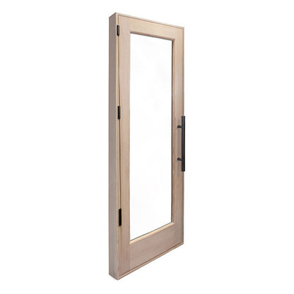 PROSAUNAS 24" x 80" Pre-hung Natural Douglas Fir Sauna Door With Dual-Pane Insulated Clear Glass, Right Self-Closing Metal Hinges, Hemlock Jamb