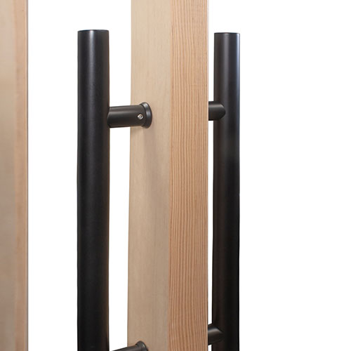 PROSAUNAS 24" x 80" Pre-hung Natural Douglas Fir Sauna Door With Dual-Pane Insulated Clear Glass, Right Self-Closing Metal Hinges, Hemlock Jamb