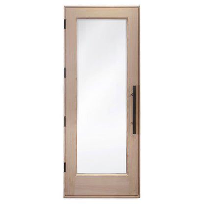 PROSAUNAS 30" x 80" Pre-hung Natural Douglas Fir Sauna Door With Dual-Pane Insulated Clear Glass, Left Self-Closing Metal Hinges, Hemlock Jamb
