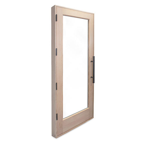 PROSAUNAS 30" x 80" Pre-hung Natural Douglas Fir Sauna Door With Dual-Pane Insulated Clear Glass, Right Self-Closing Metal Hinges, Hemlock Jamb