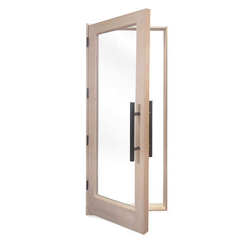 PROSAUNAS 30" x 80" Pre-hung Natural Douglas Fir Sauna Door With Dual-Pane Insulated Clear Glass, Right Self-Closing Metal Hinges, Hemlock Jamb