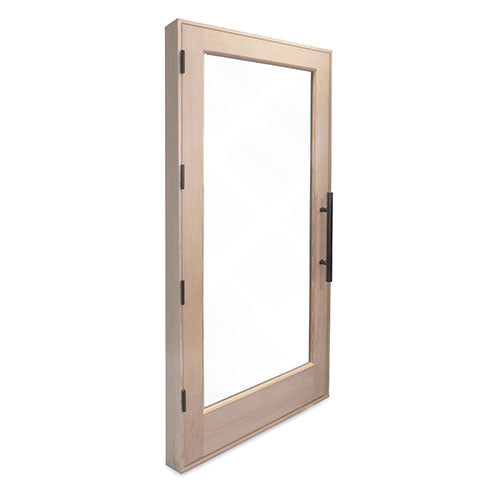 PROSAUNAS 36" x 80" Pre-hung Natural Douglas Fir Sauna Door With Dual-Pane Insulated Clear Glass, Left Self-Closing Metal Hinges, Hemlock Jamb