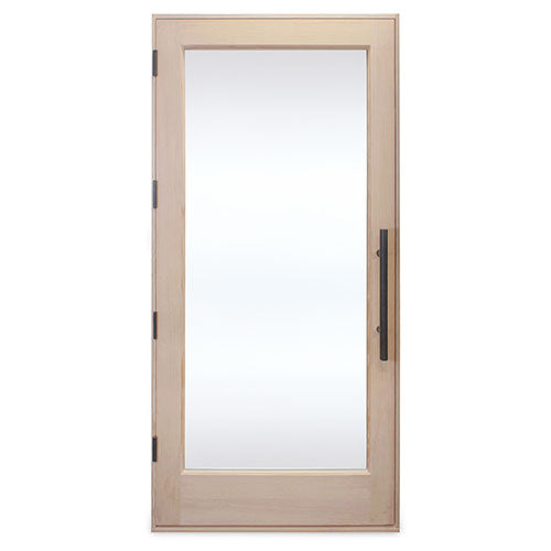 PROSAUNAS 36" x 80" Pre-hung Natural Douglas Fir Sauna Door With Dual-Pane Insulated Clear Glass, Right Self-Closing Metal Hinges, Hemlock Jamb
