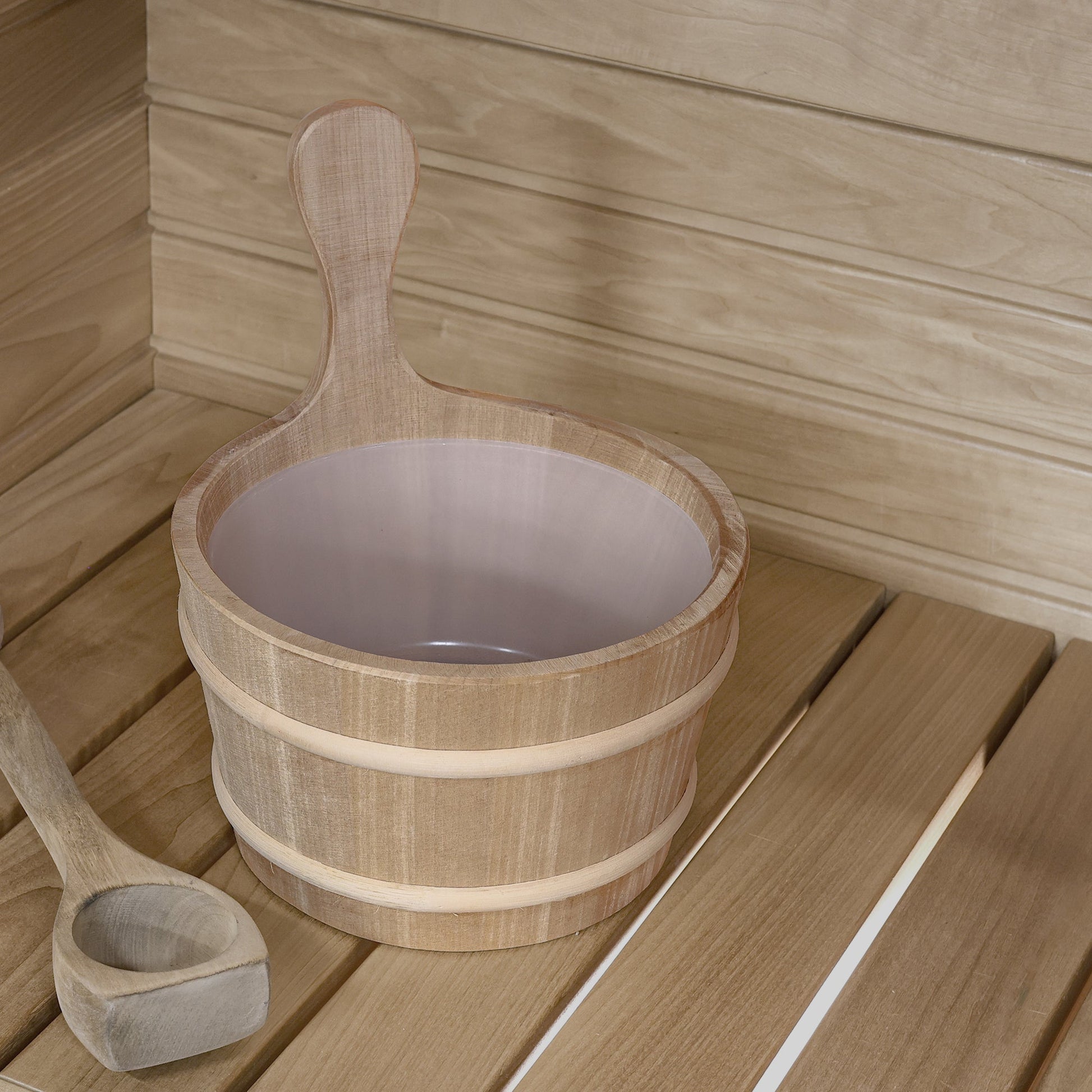 PROSAUNAS 4-Liter Lined Wood Sauna Bucket With Thermo-Aspen Frame