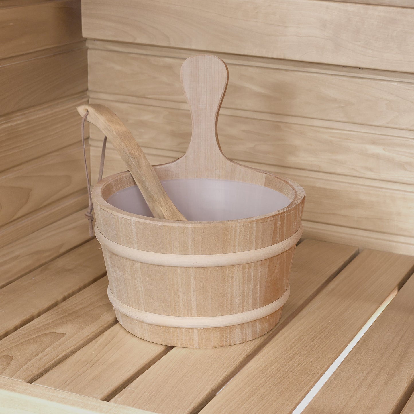 PROSAUNAS 4-Liter Lined Wood Sauna Bucket With Thermo-Aspen Frame