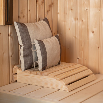 PROSAUNAS Spruce 11" x 13.2" Natural Spruce Wood Contoured Sauna Headrest