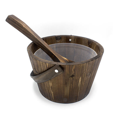 PROSAUNAS Spruce 1G Natural Spruce Wood Sauna Pail with Ladle
