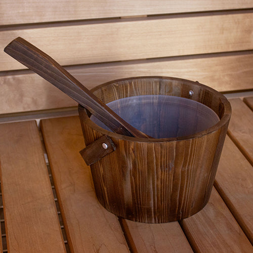 PROSAUNAS Spruce 1G Natural Spruce Wood Sauna Pail with Ladle