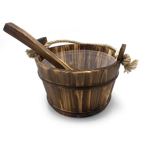 PROSAUNAS Spruce 1G Natural Spruce Wood Sauna Bucket with Ladle