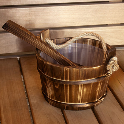 PROSAUNAS Spruce 1G Natural Spruce Wood Sauna Bucket with Ladle