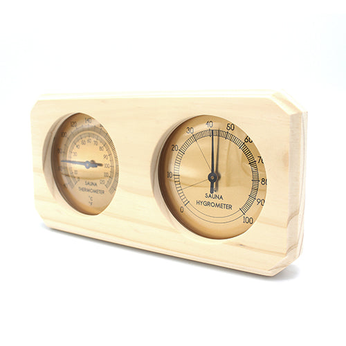 PROSAUNAS Pine Wood Thermometer & Hygrometer