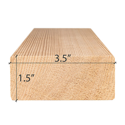 PROSAUNAS Cedar 2" x 4" x 10' Natural Cedar Wood Vertical Grain, Smooth 4 Sides, Eased Edges Sauna Wall Panelling