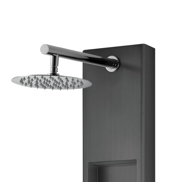 PULSE ShowerSpas AquaNiche 2.5 GPM 8" Rain Showerhead Oversized Body Jets Gun Metal Black ShowerSpa