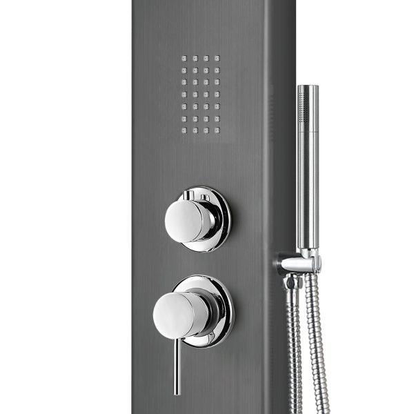 PULSE ShowerSpas AquaNiche 2.5 GPM 8" Rain Showerhead Oversized Body Jets Gun Metal Black ShowerSpa