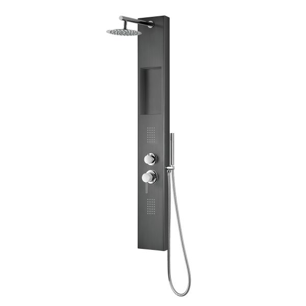 PULSE ShowerSpas AquaNiche 2.5 GPM 8" Rain Showerhead Oversized Body Jets Gun Metal Black ShowerSpa