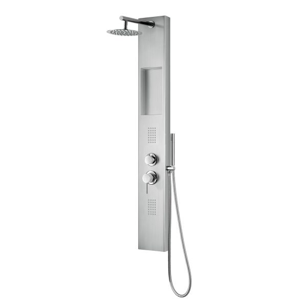 PULSE ShowerSpas AquaNiche 2.5 GPM 8" Rain Showerhead Oversized Body Jets Stainlesss Steel Brushed ShowerSpa