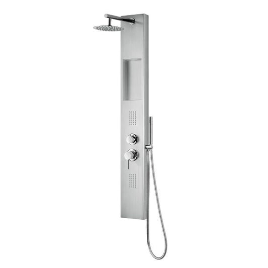 PULSE ShowerSpas AquaNiche 2.5 GPM 8" Rain Showerhead Oversized Body Jets Stainlesss Steel Brushed ShowerSpa