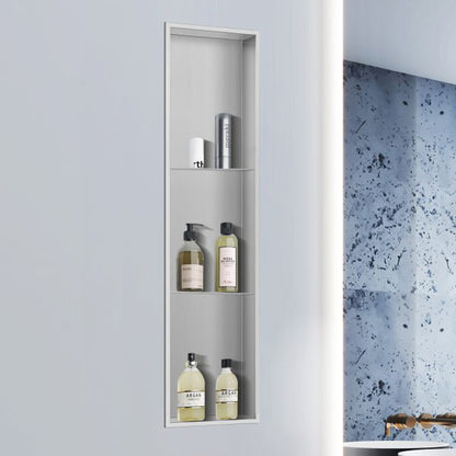 PULSE ShowerSpas Brushed Stainless Steel Ultra-Thin Frame Wall Niche