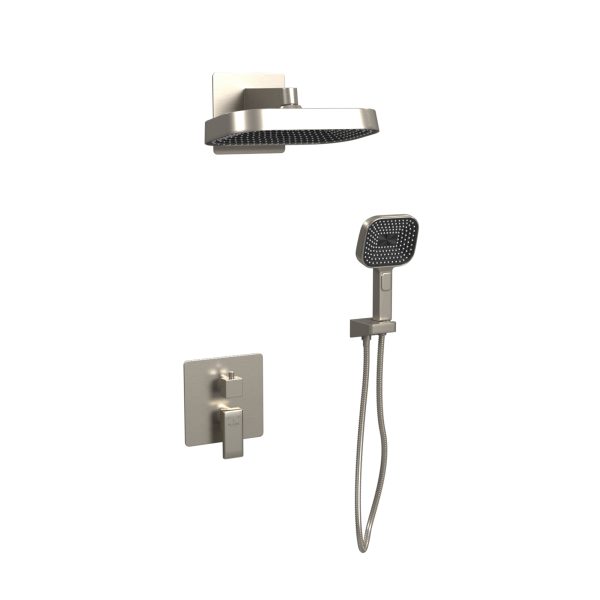 PULSE ShowerSpas Milan 2.5 GPM 12" Rain Showerhead 3-Function Handshower Brushed Nickel Shower System Combo