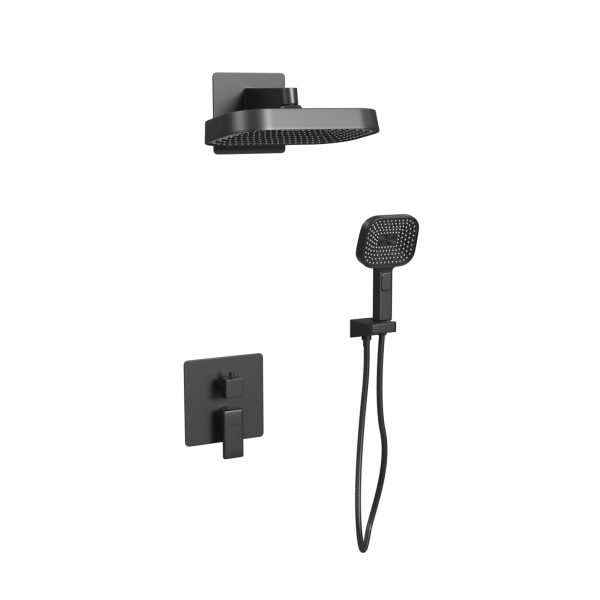 PULSE ShowerSpas Milan 2.5 GPM 12" Rain Showerhead 3-Function Handshower Matte Black Shower System Combo
