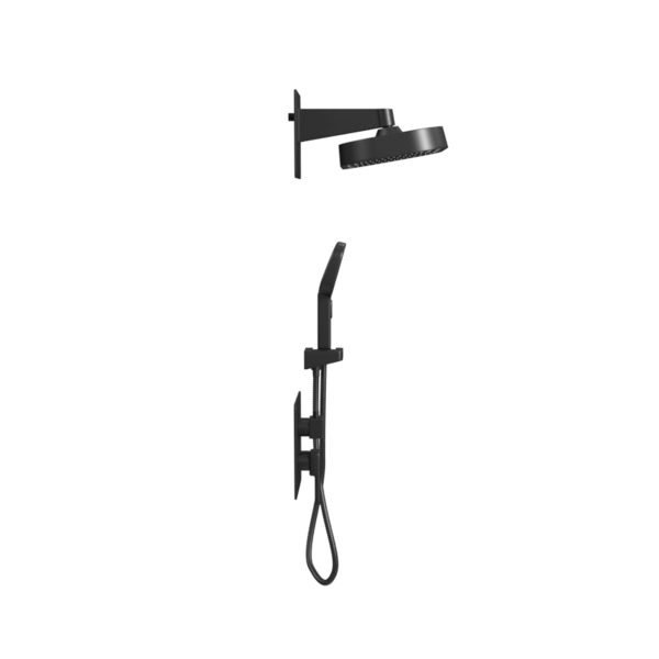 PULSE ShowerSpas Milan 2.5 GPM 12" Rain Showerhead 3-Function Handshower Matte Black Shower System Combo
