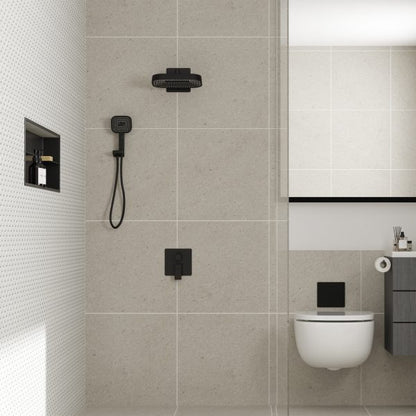 PULSE ShowerSpas Milan 2.5 GPM 12" Rain Showerhead 3-Function Handshower Matte Black Shower System Combo