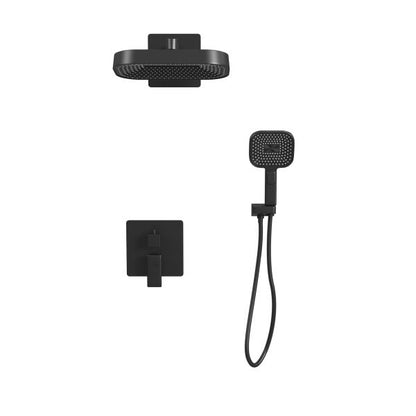 PULSE ShowerSpas Milan 2.5 GPM 12" Rain Showerhead 3-Function Handshower Matte Black Shower System Combo