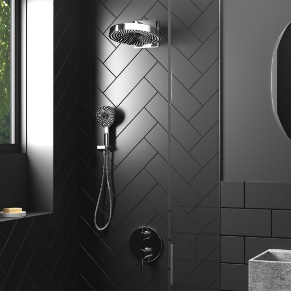 PULSE ShowerSpas Olimpia 2.5 GPM 12" Rain Showerhead 3-Function Handshower Chrome Shower System Combo