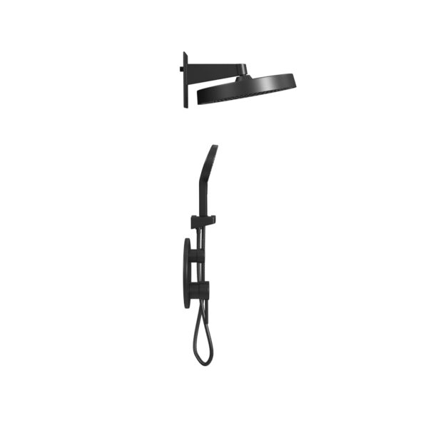 PULSE ShowerSpas Olimpia 2.5 GPM 12" Rain Showerhead 3-Function Handshower Matte Black Shower System Combo