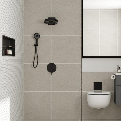 PULSE ShowerSpas Olimpia 2.5 GPM 12" Rain Showerhead 3-Function Handshower Matte Black Shower System Combo