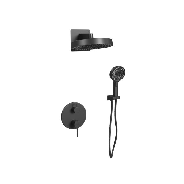 PULSE ShowerSpas Olimpia 2.5 GPM 12" Rain Showerhead 3-Function Handshower Matte Black Shower System Combo