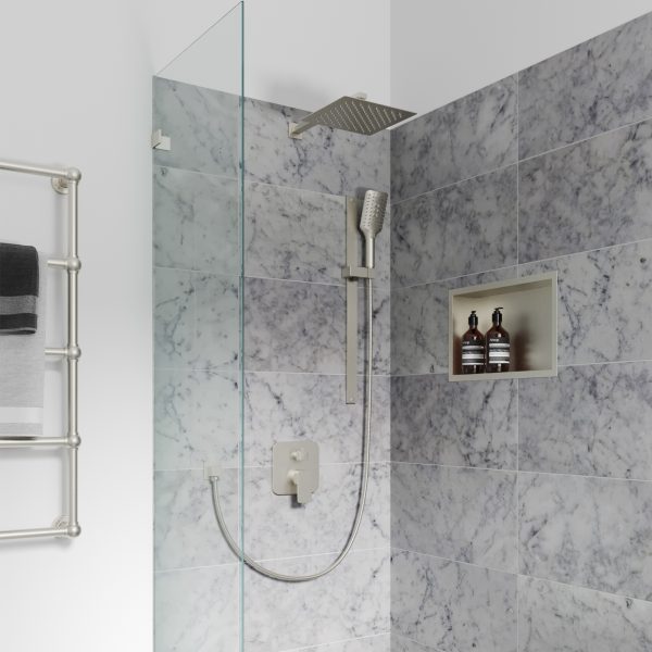 PULSE ShowerSpas Resort 1.8 GPM 10" Stainless Steel Square Rain Showerhead Brushed Nickel Shower System Combo