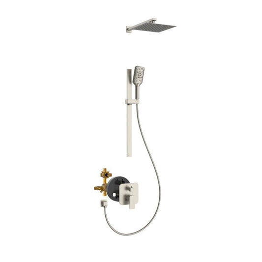PULSE ShowerSpas Resort 1.8 GPM 10" Stainless Steel Square Rain Showerhead Brushed Nickel Shower System Combo