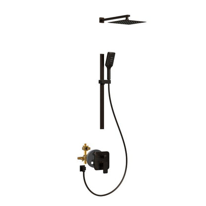 PULSE ShowerSpas Resort 1.8 GPM 10" Stainless Steel Square Rain Showerhead Oil Rubbed Bronze Shower System Combo