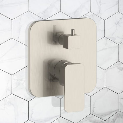 PULSE ShowerSpas Tru-Temp Brushed Nickel Square Trim Two Way Diverter Valve