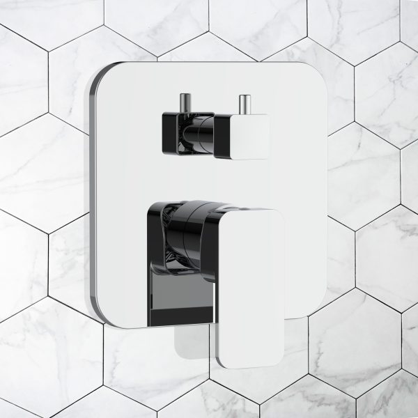PULSE ShowerSpas Tru-Temp Chrome Square Trim Two Way Diverter Valve