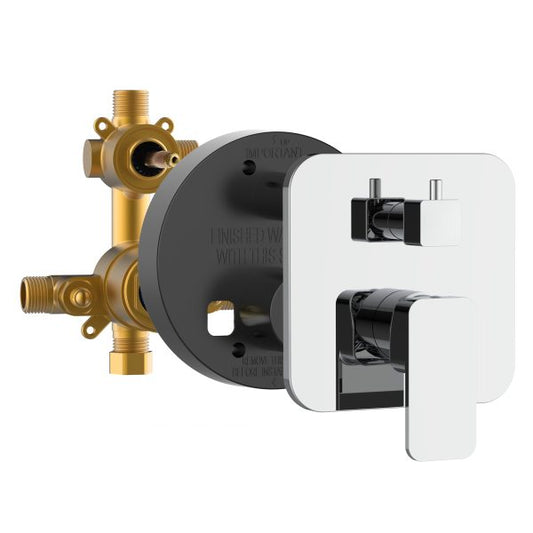 PULSE ShowerSpas Tru-Temp Chrome Square Trim Two Way Diverter Valve
