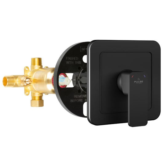 PULSE ShowerSpas Tru-Temp Pressure Balance 1/2" Rough-In Valve With Matte Black Trim Kit