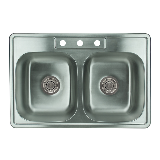Pelican International PL-VT5050 Signature Series 33" x 22" Stainless Steel Kitchen Sink with 3 Holes