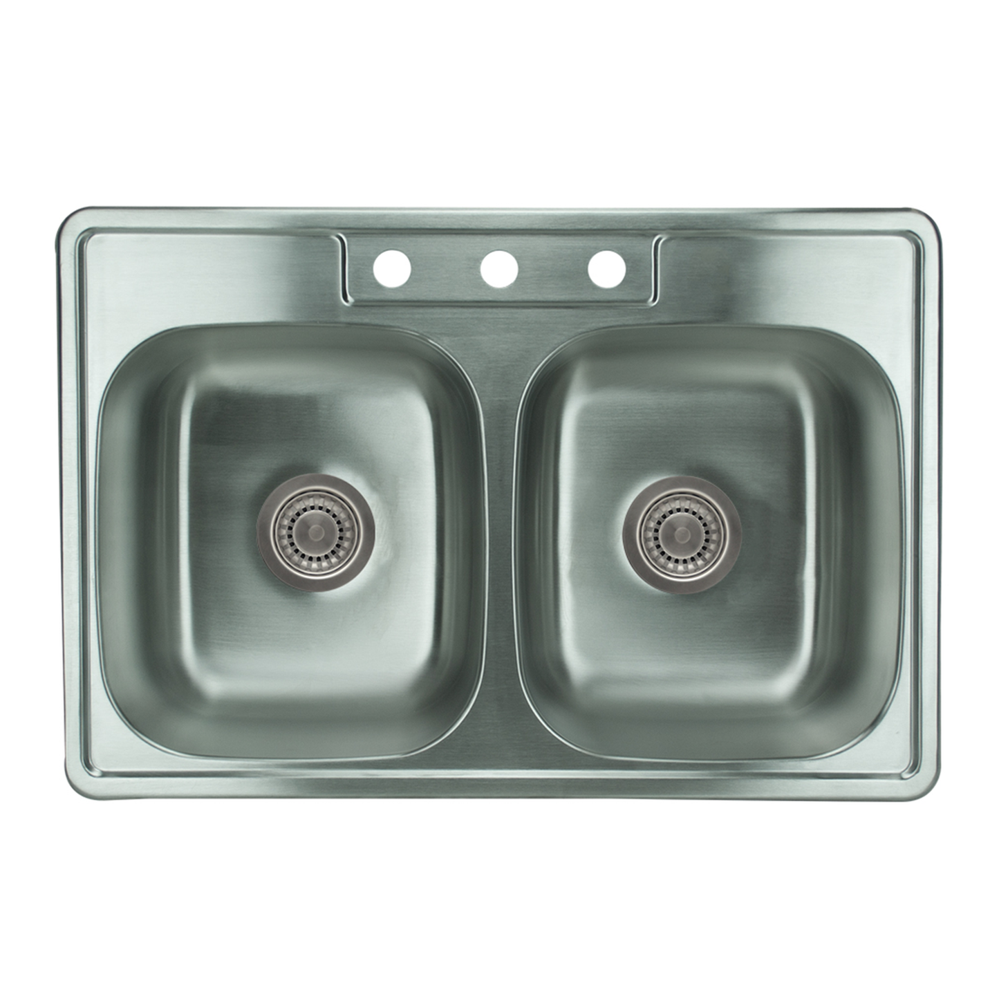 Pelican International Signature Series 33" x 22" Stainless Steel Double Bowl Top Mount Kitchen Sink With Three Faucet Holes